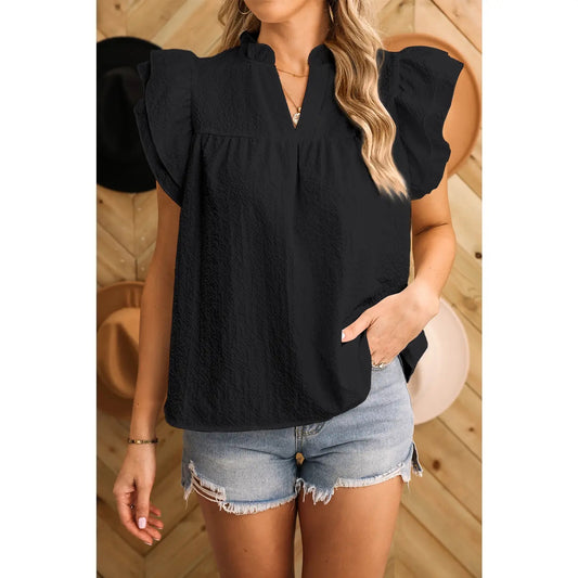Black Ruffle Blouse
